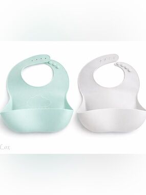 2 Silicone Baby Bibs | Waterproof Food Catcher | Adjustable Toddler Feeding Bibs